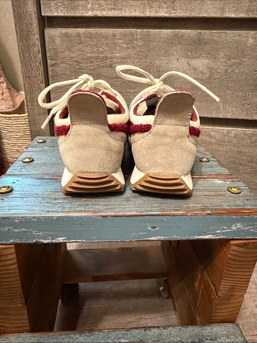 rag & bone cream and burgundy retro runners suede-accent sneakers - Picture 5 of 5